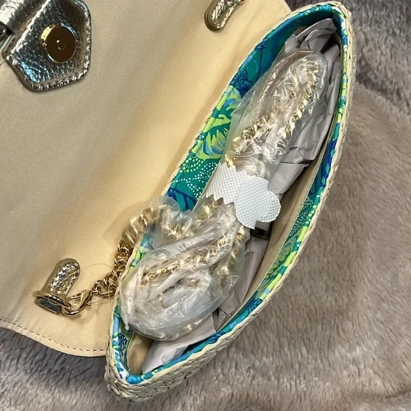 LILLY PULITZER Botanical Garden Straw Crossbody Flutter Clutch - Picture 11 of 17